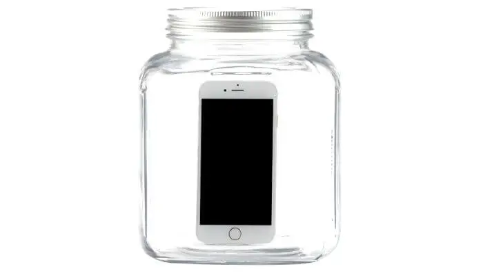 put the phone in a sealed jar