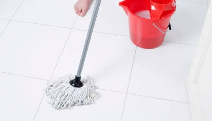 mop up the bathroom floor